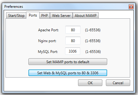 Setup Ports MAMP