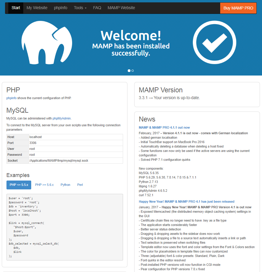 Tools MAMP PHP MySQL